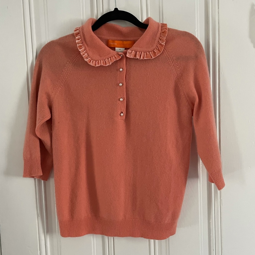 Cynthia Steffe 100% cashmere short sleeve sweater